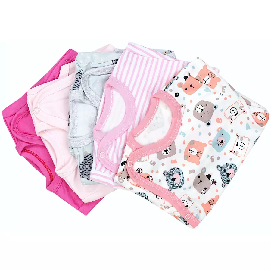 TupTam Baby Langarm Wickelbody im 5er Set koralle