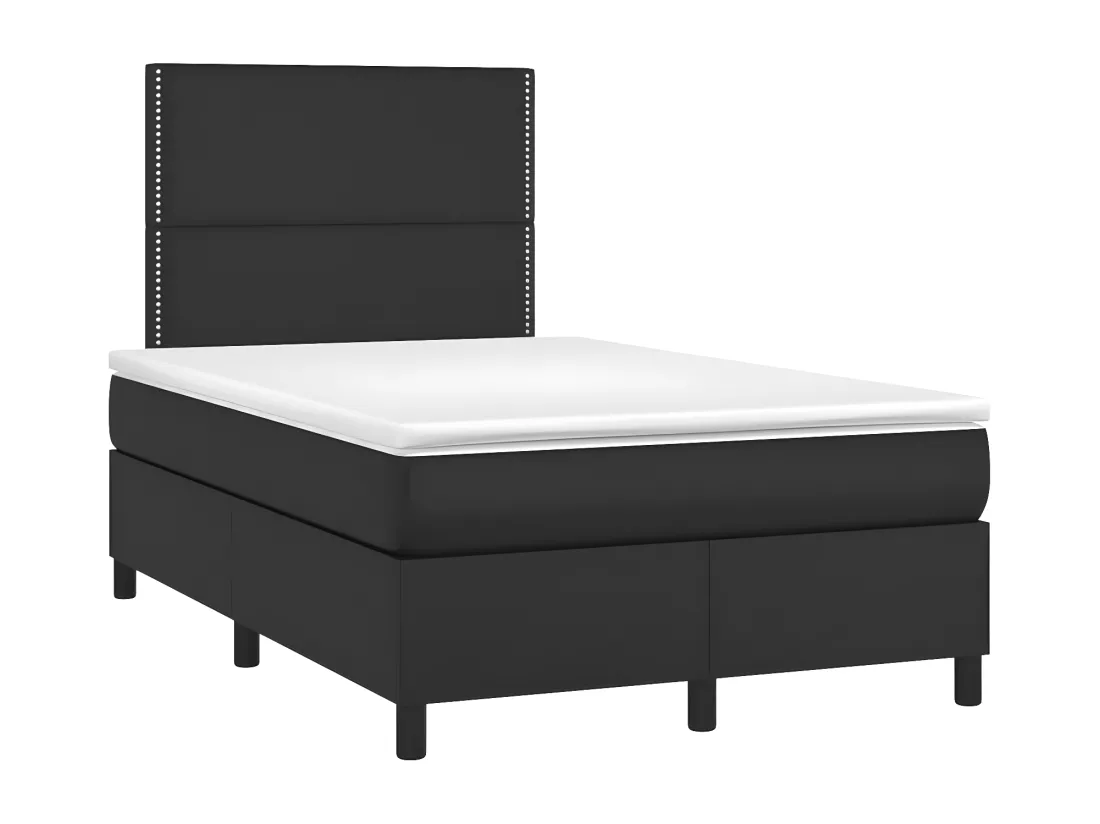 Sommier tapissier avec matelas et LED Noir 120x200cm Similicuir
