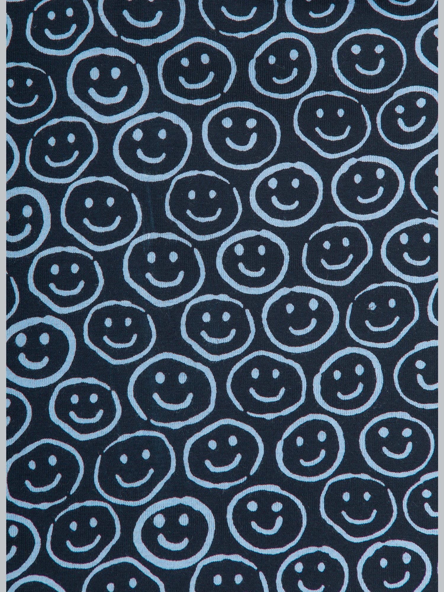 Kurzer Schlafanzug mit Smiley-Motiv Navy