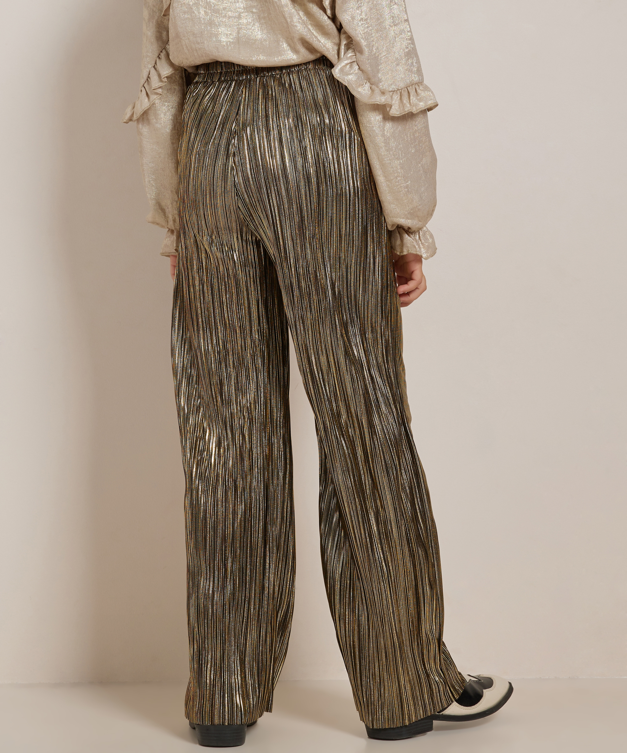 wide fit broek glans plissé