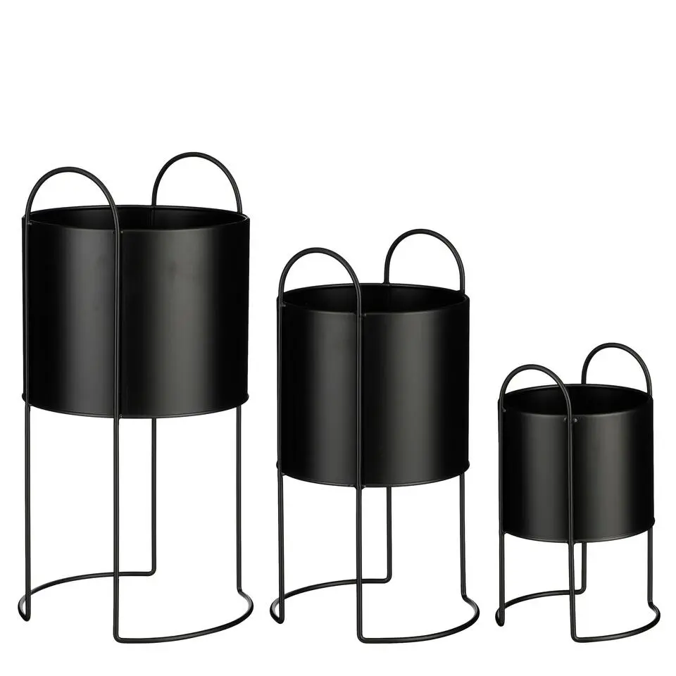 Mica Decorations Petry Bloempot op Standaard - Set van 3 - Metaal