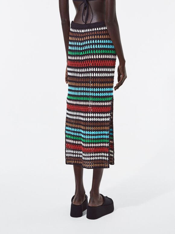 Saia midi de crochê - Multicolorida