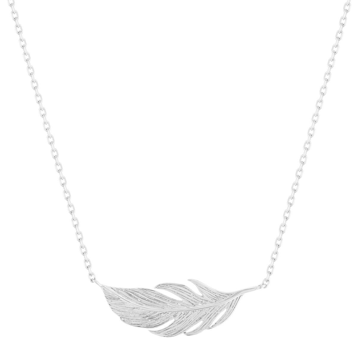 Collier argent 925 motif plume 42 cm