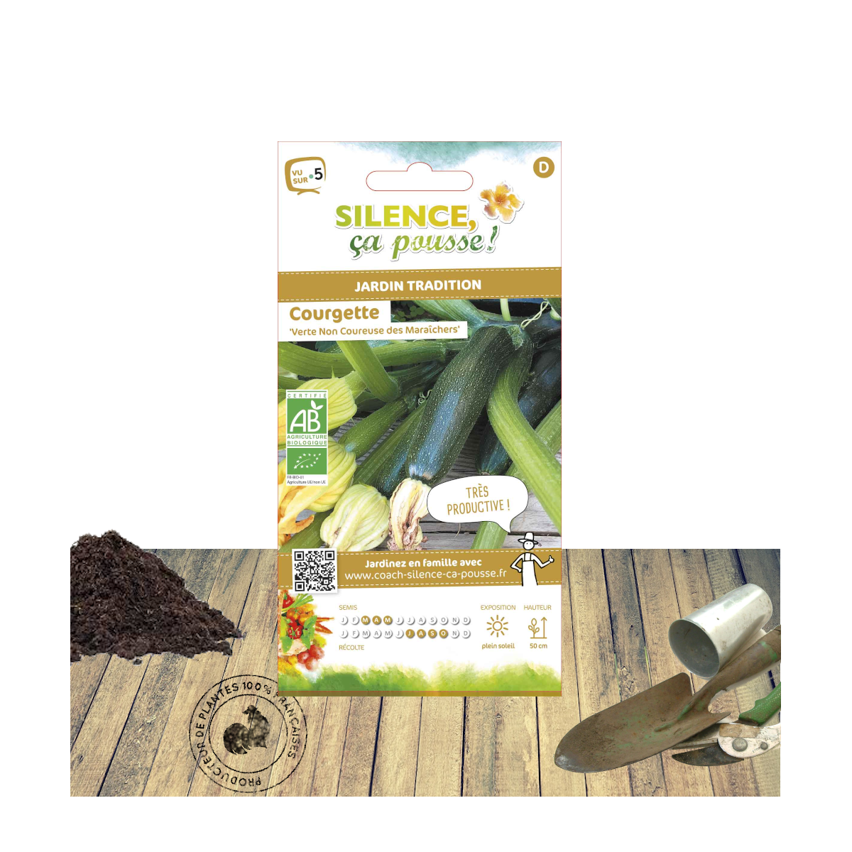 Graines de courgette verte non coureuse des maraichers ab/cucurbita pepo verte non coureuse des maraichers[-]sachet de 2 gr.