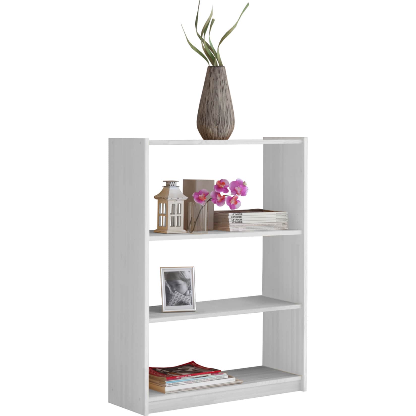 TiCAA Standregal Bücherregal Kiefer Weiß, verschied. Größen