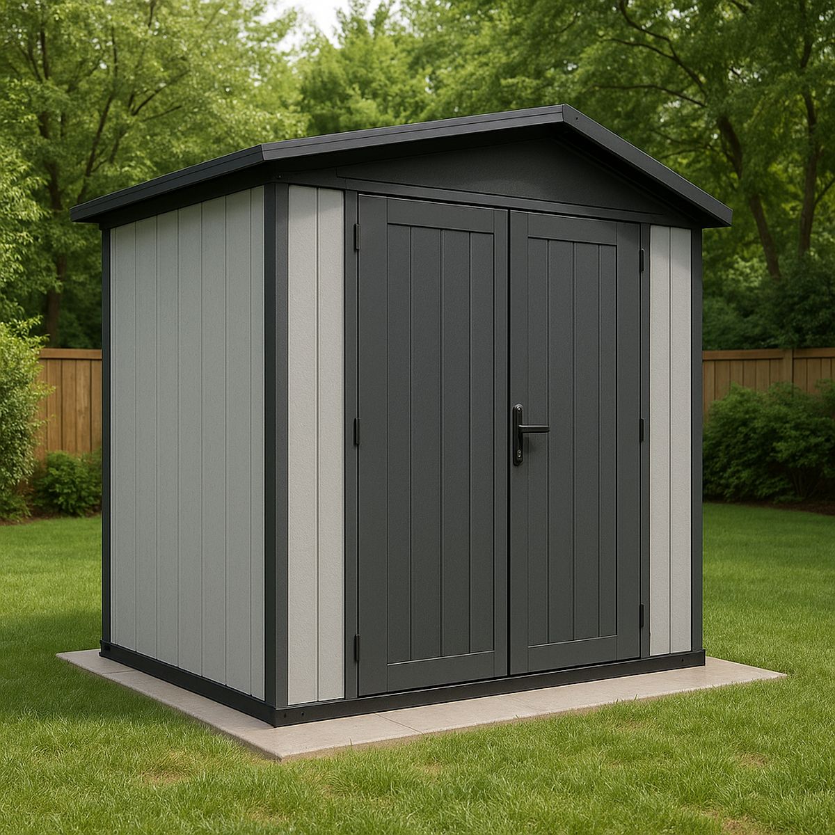 Gartenhaus aus Polypropylen Grau/Schwarz 185cm x 152cm x 226cm