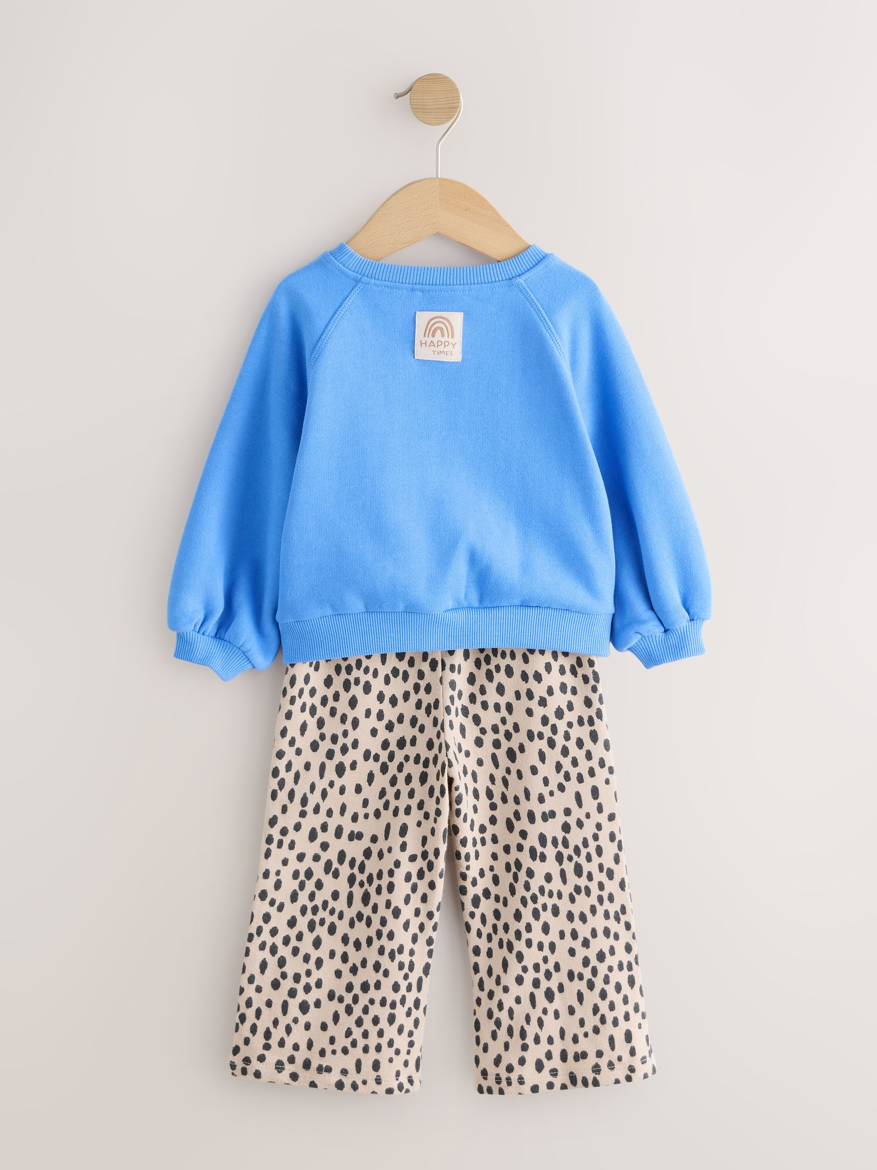 Blauwe dierenprint - Set van sweatshirt en broek met wijde pijpen (3mnd -7jr)