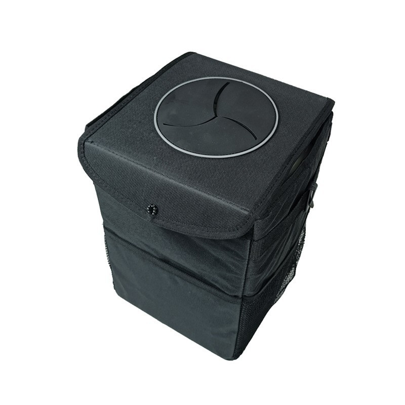 (12L) 2in1 Faltbarer Mülleimer Auto Aufbewahrungs Tasche   Isolations Fach - Schwarz