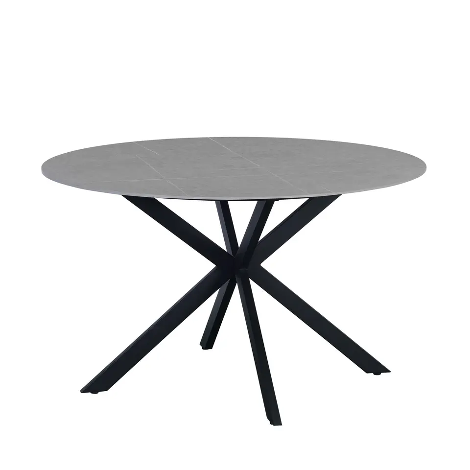 Ronde eettafel Yuna Ø130 cm marmerlook grijs - Stoneware - Grijs