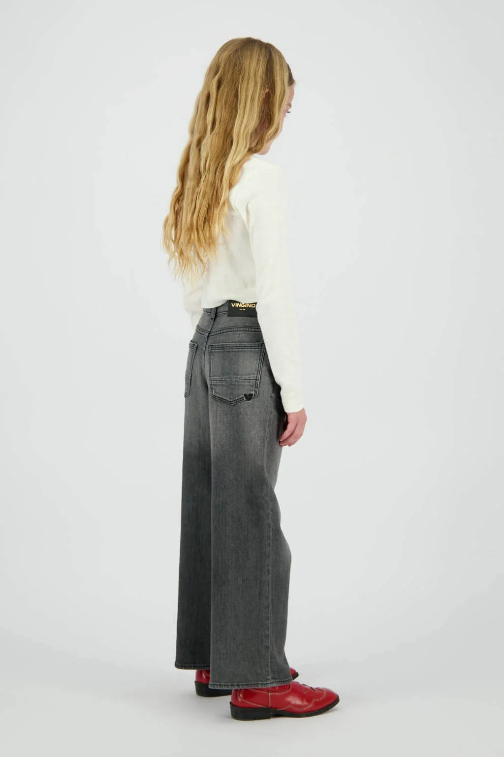 Vingino high waist wide leg jeans grey denim