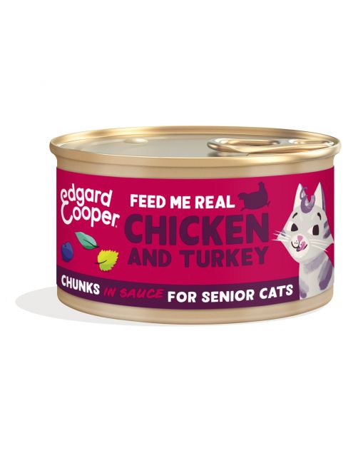 Edgard&Cooper Senior Chunks - Kattenvoer - Kip Kalkoen 85 g