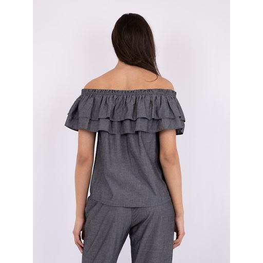 Neo Noir Austin Chambray Top, Sort, 36