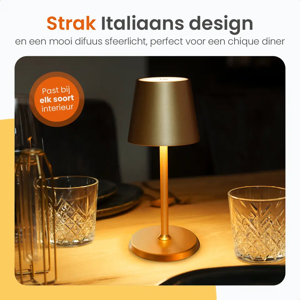 Goliving Tafellamp Oplaadbaar – Draadloos en dimbaar – Moderne touch lamp