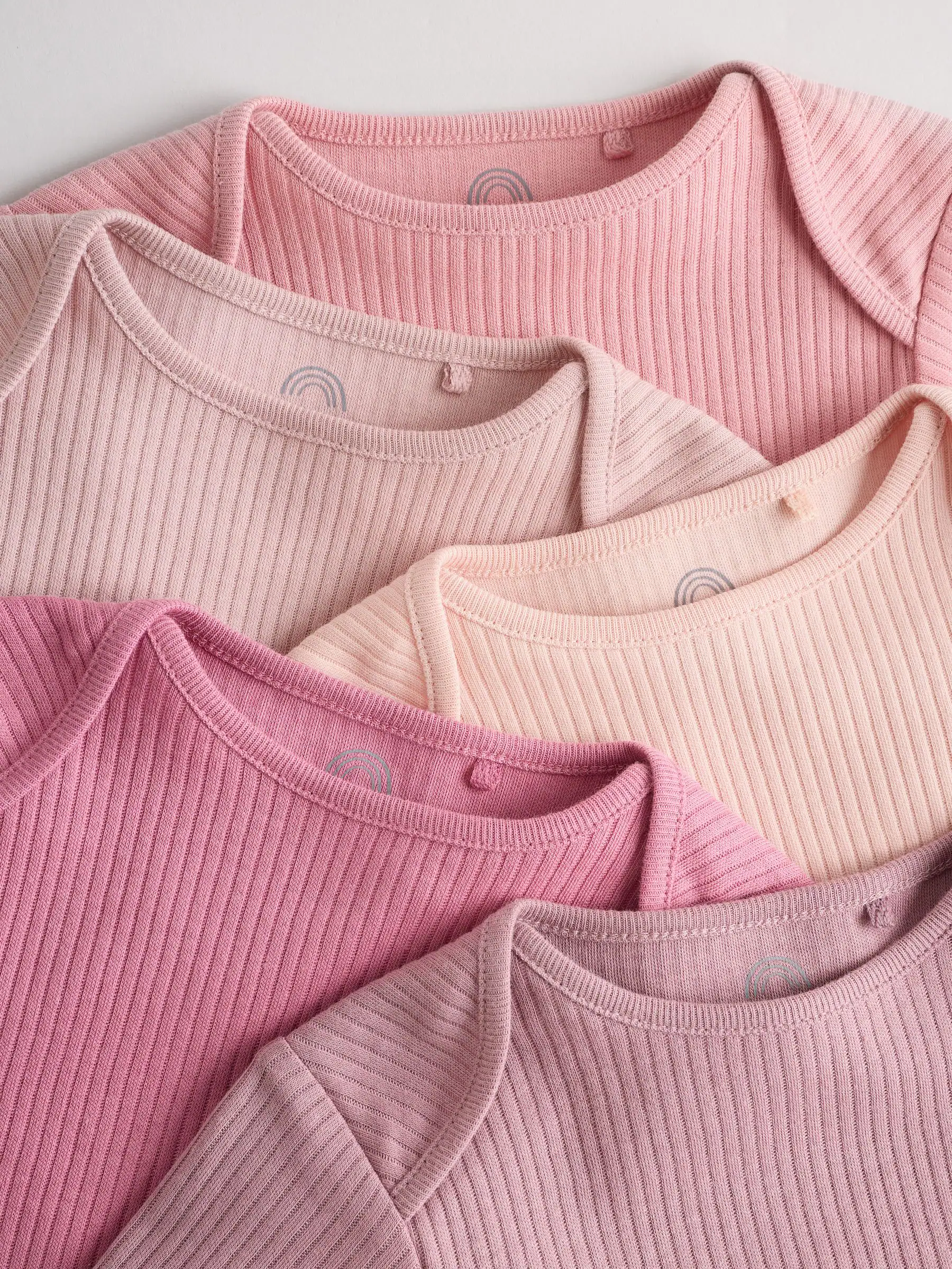 Roze - Set van 5 babyrompertjes met lange mouwen
