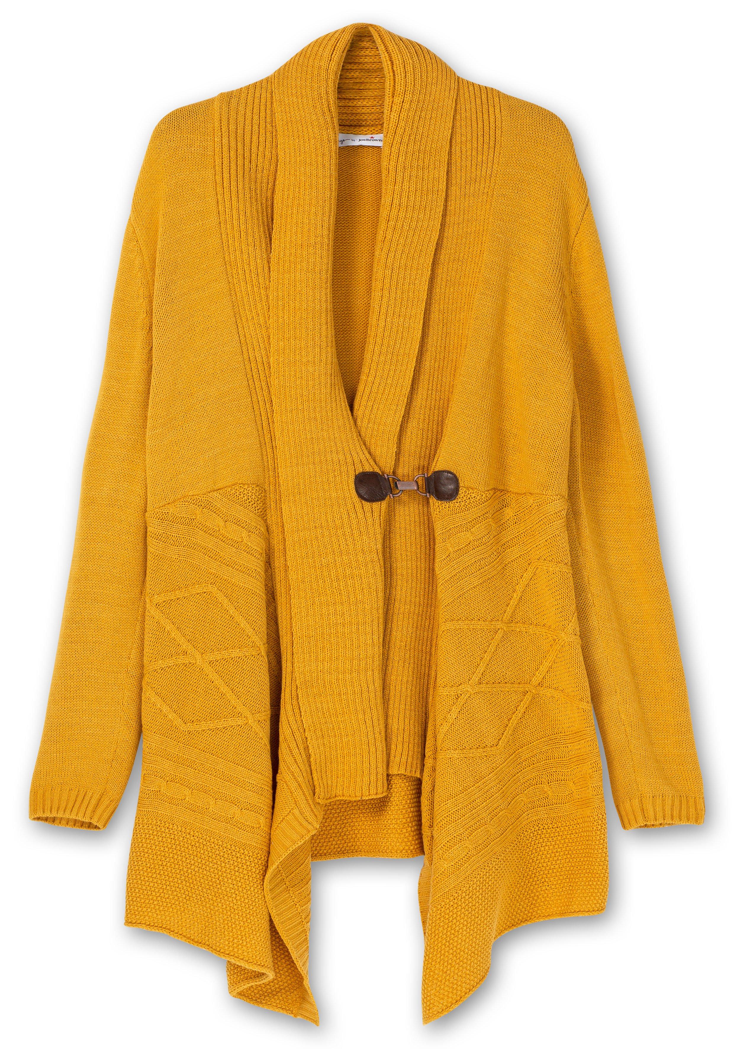 Longstrickjacke mit Schalkragen und Zipfelsaum