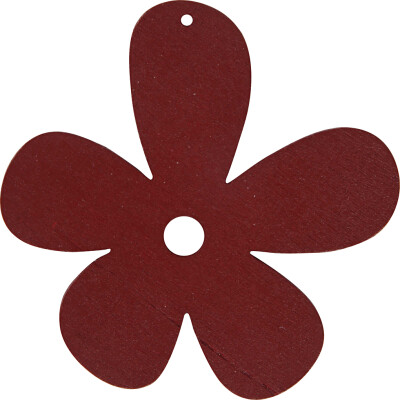 Blomst - Str. 57X51 MM - Tykkelse 2 MM - Vinrød - 10 Stk