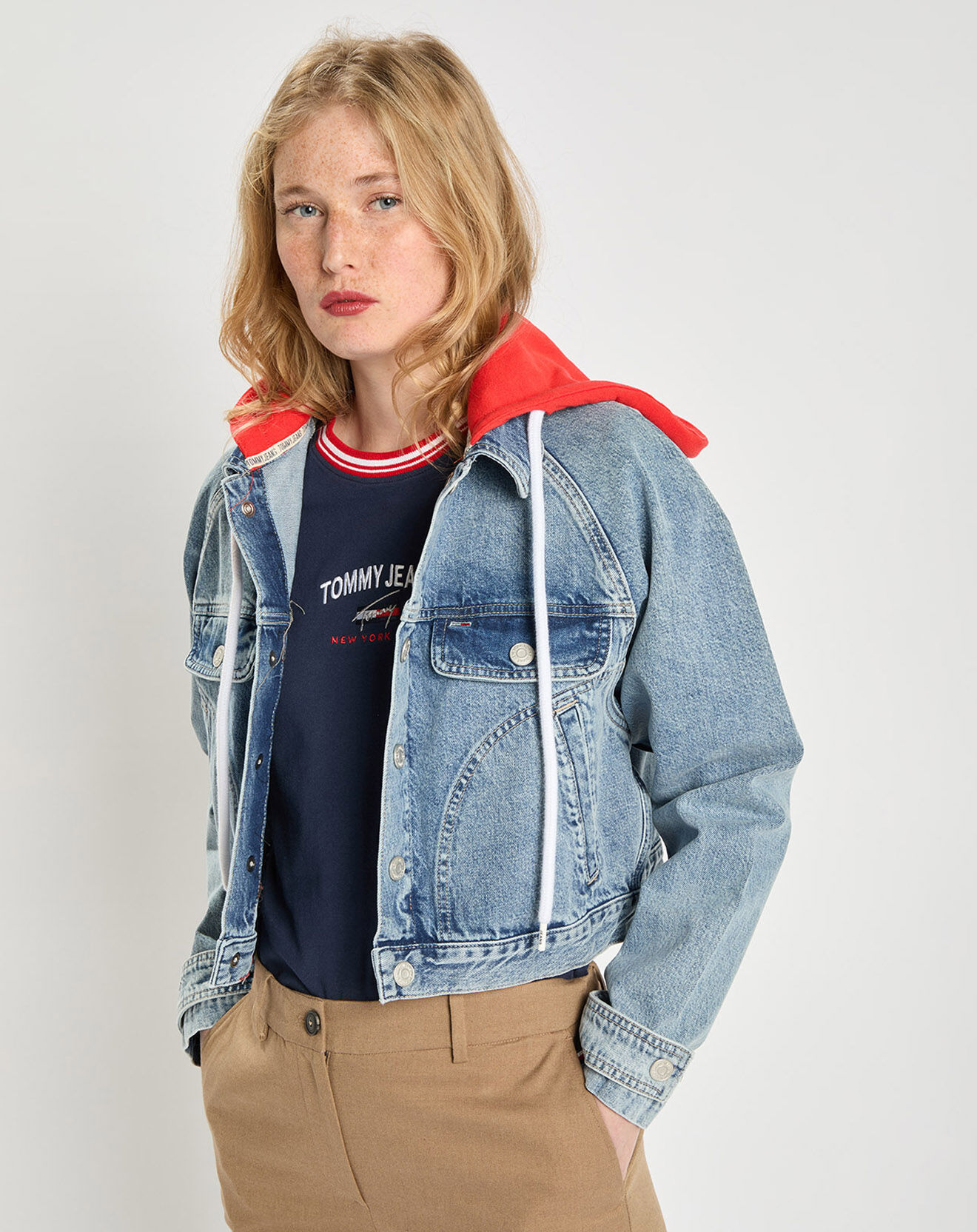 Tommy Jeans Veste denim à capuche bleu brut
