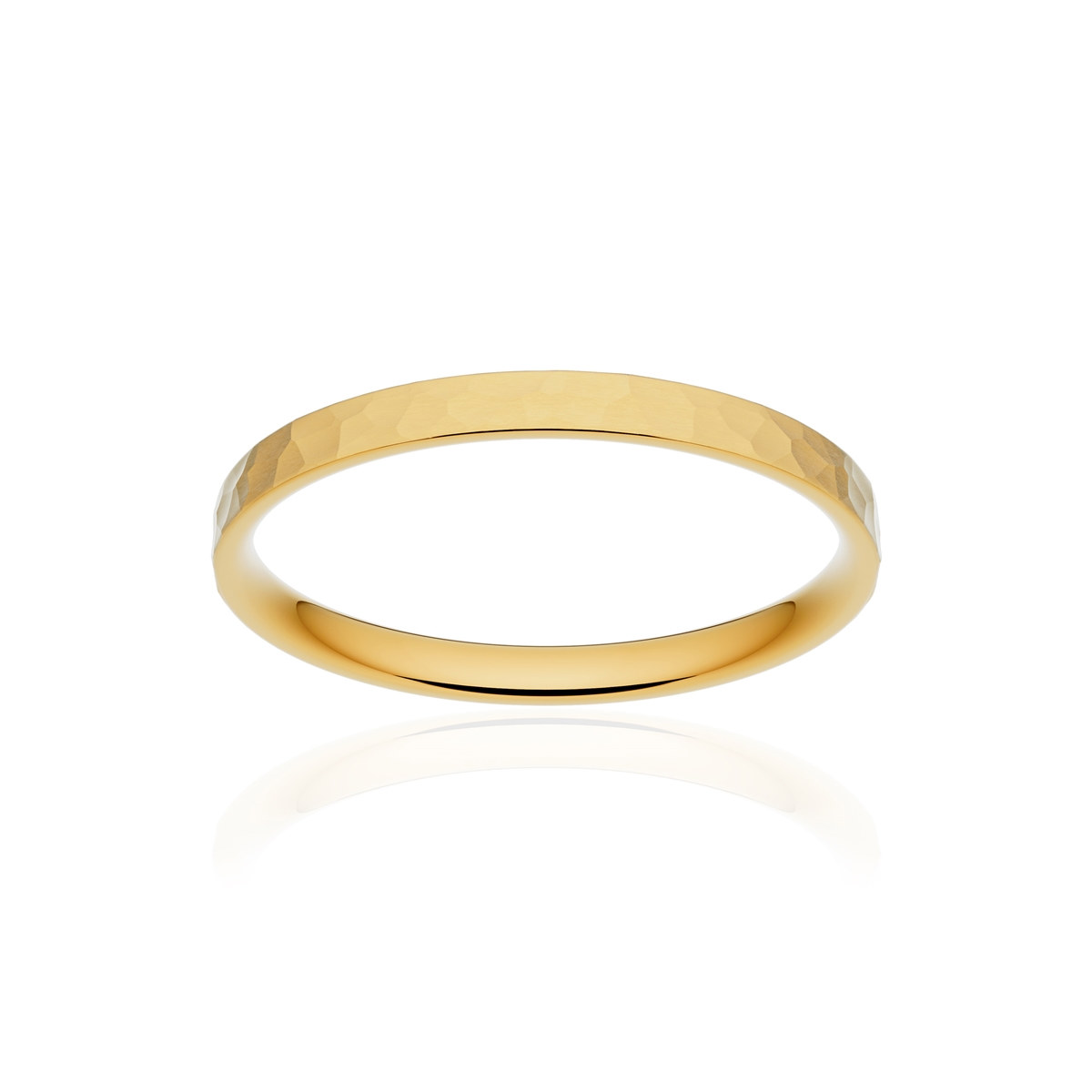 Alliance or 750 jaune martelé ruban plat confort 2mm