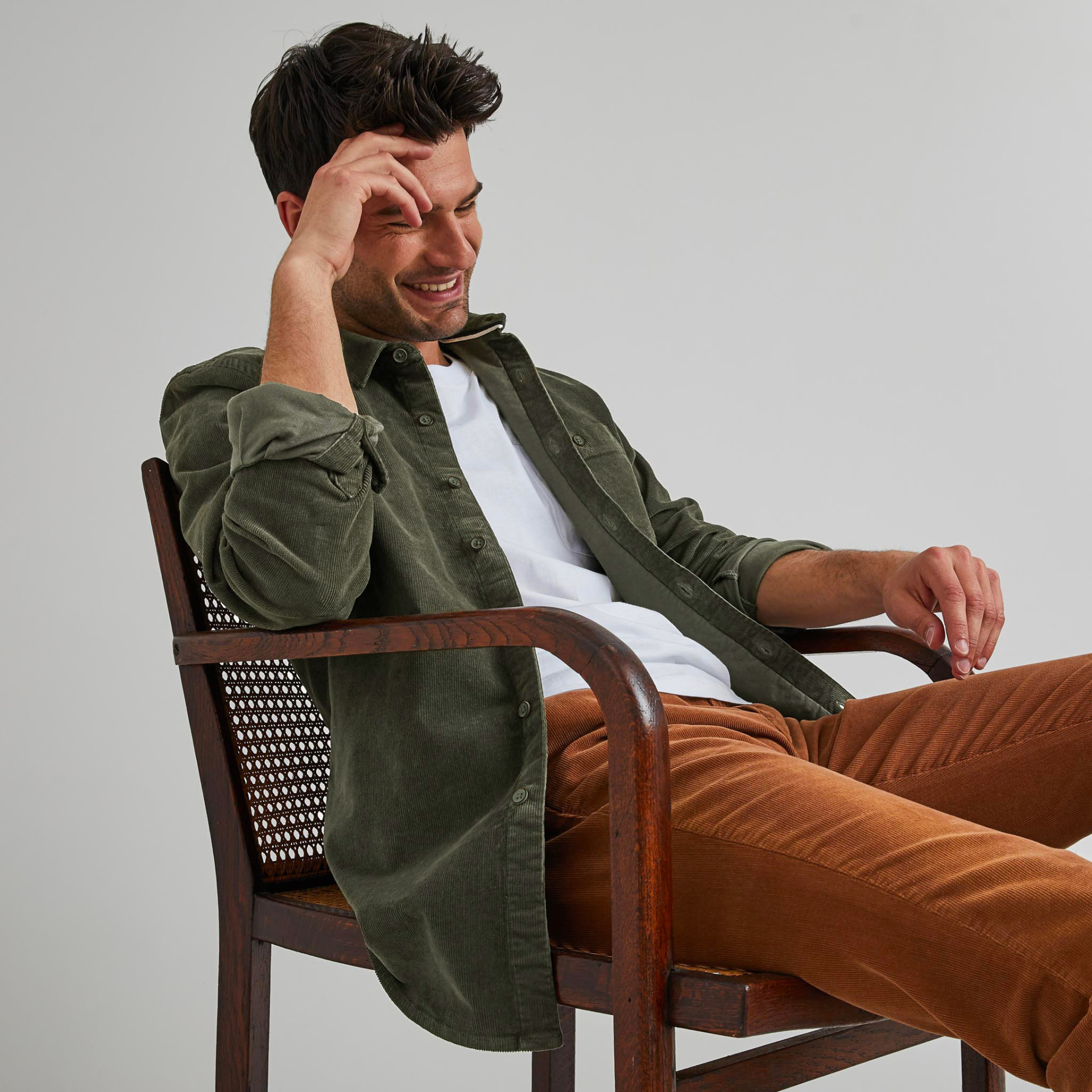 Chemise classique kaki foncée coton - modèle Onca