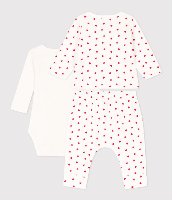 Ensemble en molleton imprimé petits cœurs bébé
