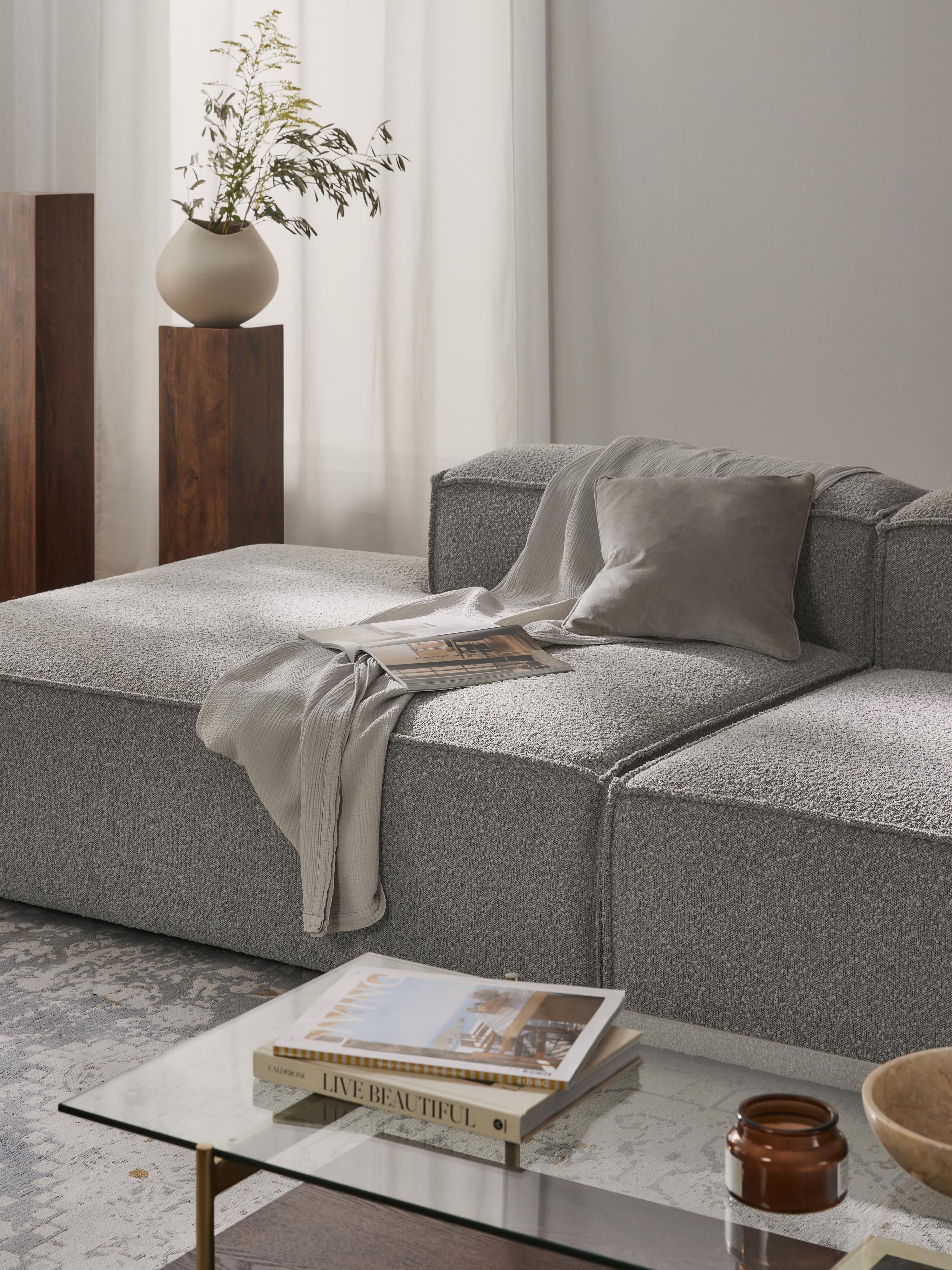 Chaise longue module Lennon van bouclé