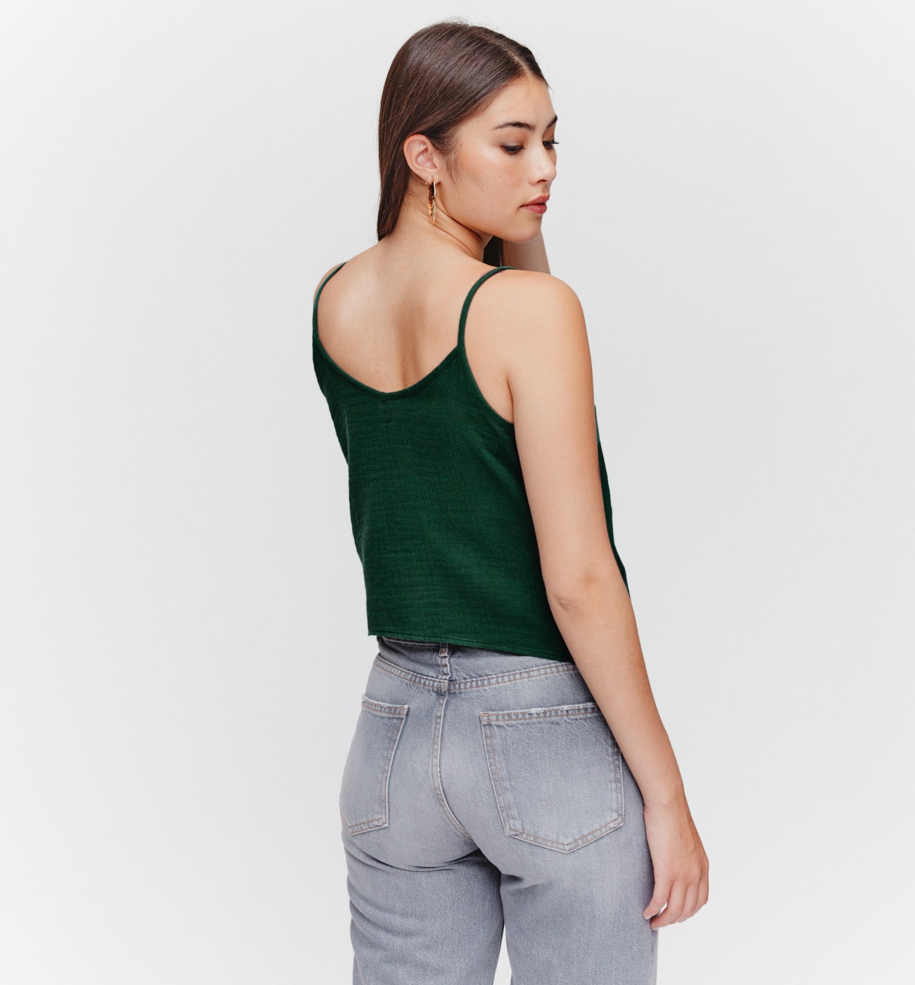 Top en gaze de coton - Vert émeraude