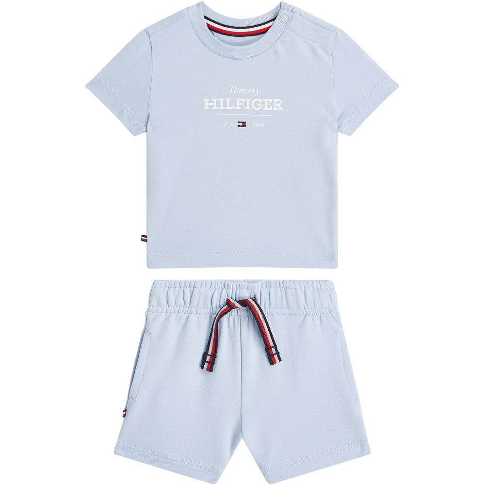 Køb Tommy Hilfiger Breezy Blue Monotype Tee Og Kort Sæt