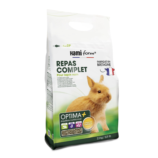 Aliment Optima+ pour lapin nain : 2,5kg