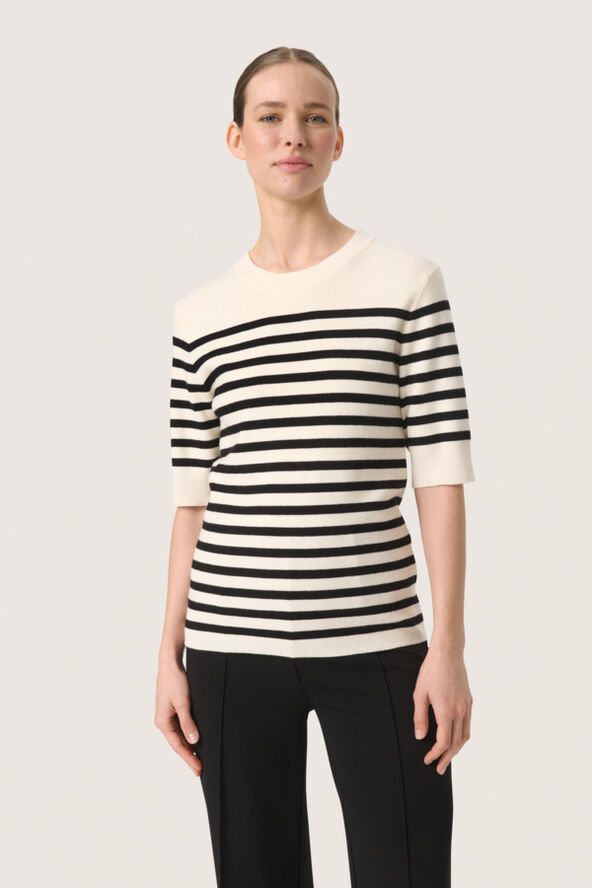 Soaked in Luxury SLPina Striped Tee White with black stripe