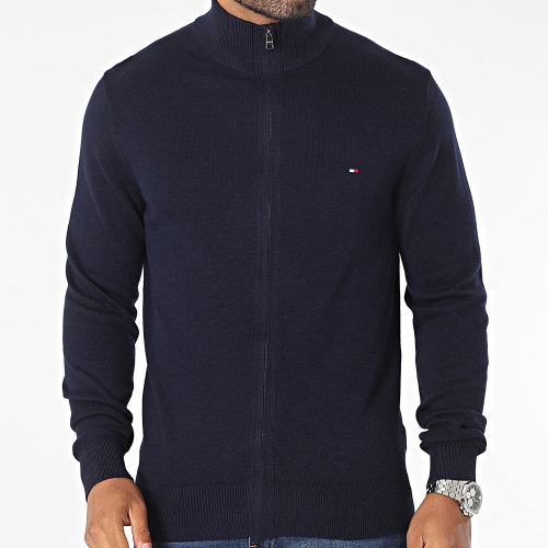 Sweat Zippé Pima Organic Cotton Cashmere 0850 Bleu Marine