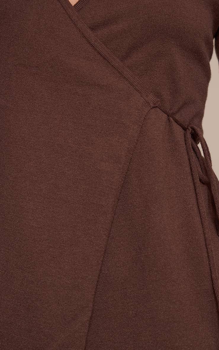 Chocolat Cardigan Long Style Cache-cœur En Maille Fine