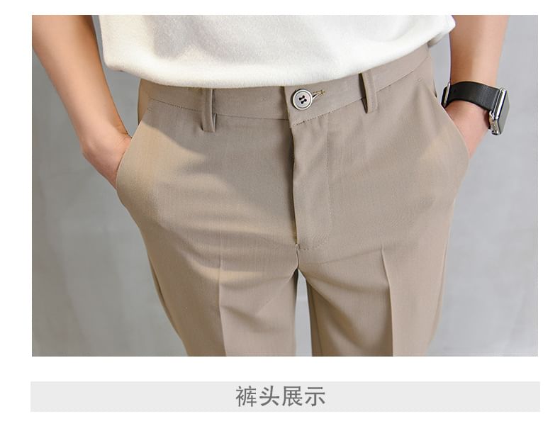 Craltuxe - Mid Rise Plain Cropped Tapered Dress Pants