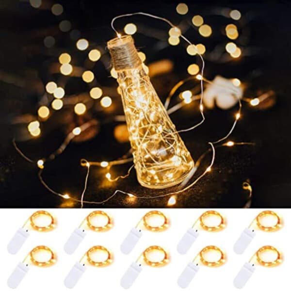 10-pack 1m mini led lyssløyfe batteridrevet varmt hvitt