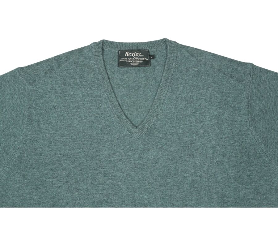 Pull homme laine col V Vert Scandinave Chiné - ELIAN