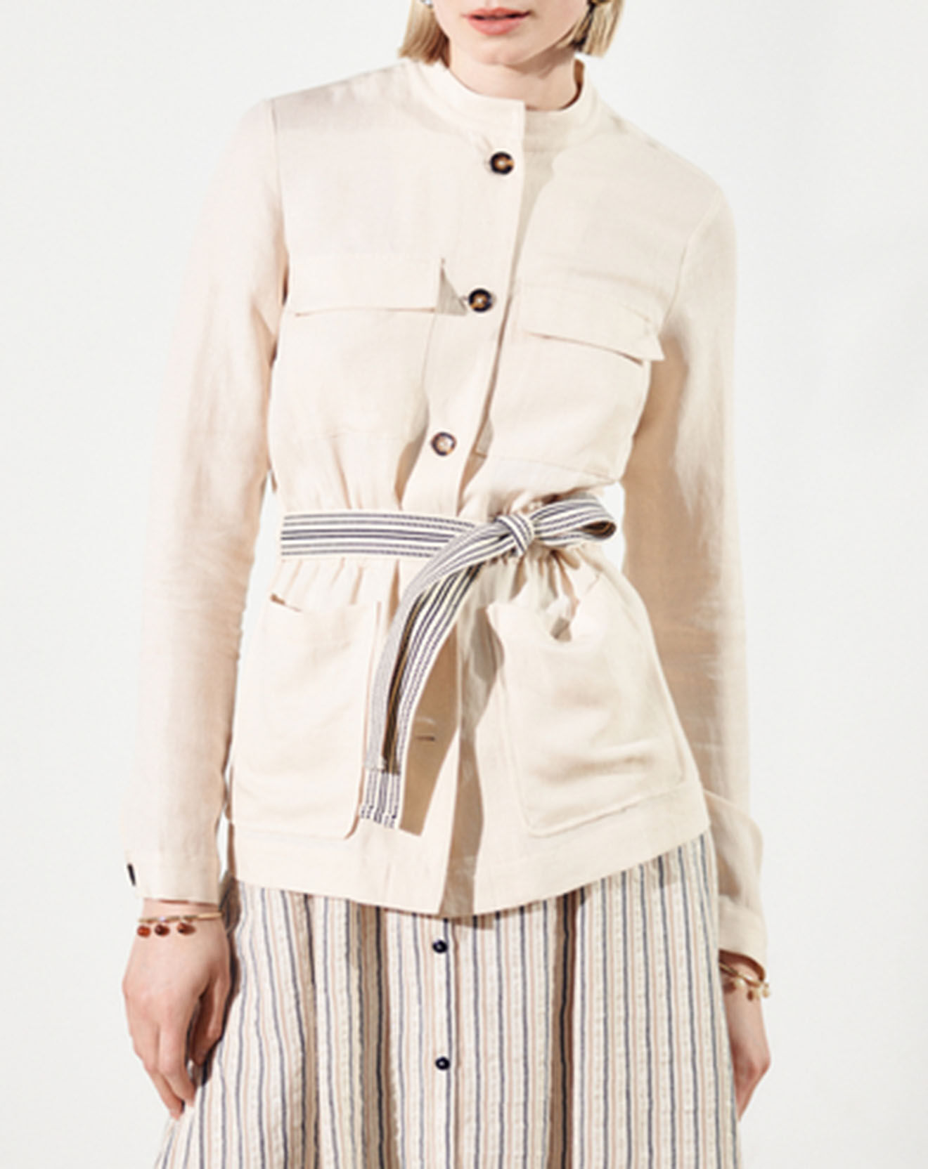 Caroll Jupe Beth à rayures beige