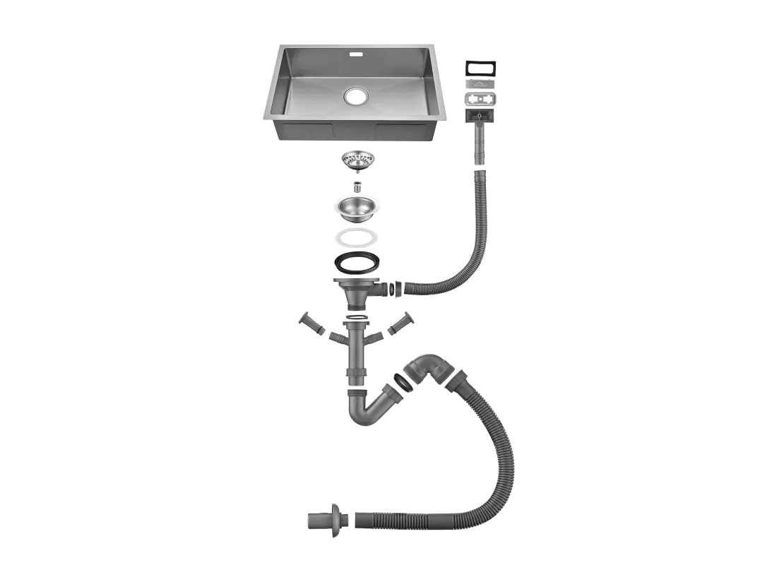 AuraLum Max Évier Cuisine 1 Bac 70*44*19CM Évier Montage à Encastrer,à Fleur/Sous-Plan Acier Inox 304 Évier Brossé avec Siphon/Trop-Plein,EU Modèle
