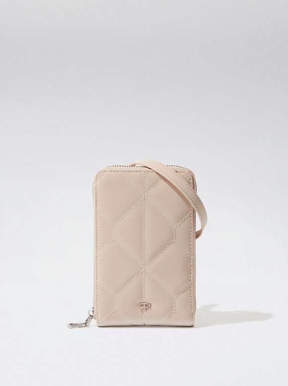 Bolsa acolchoada para celular - Branco-creme