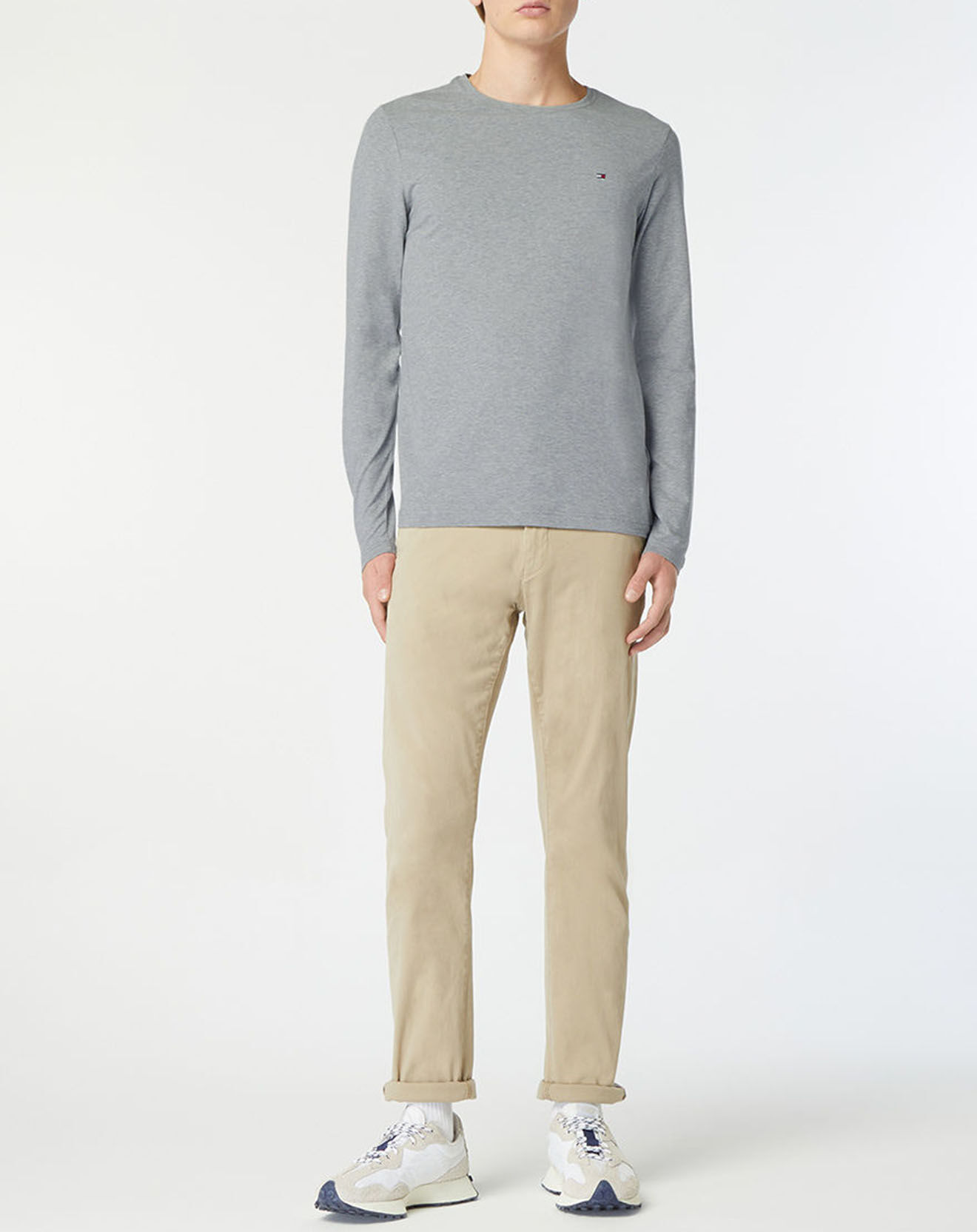 Tommy Hilfiger T-Shirt slim Stretch gris clair