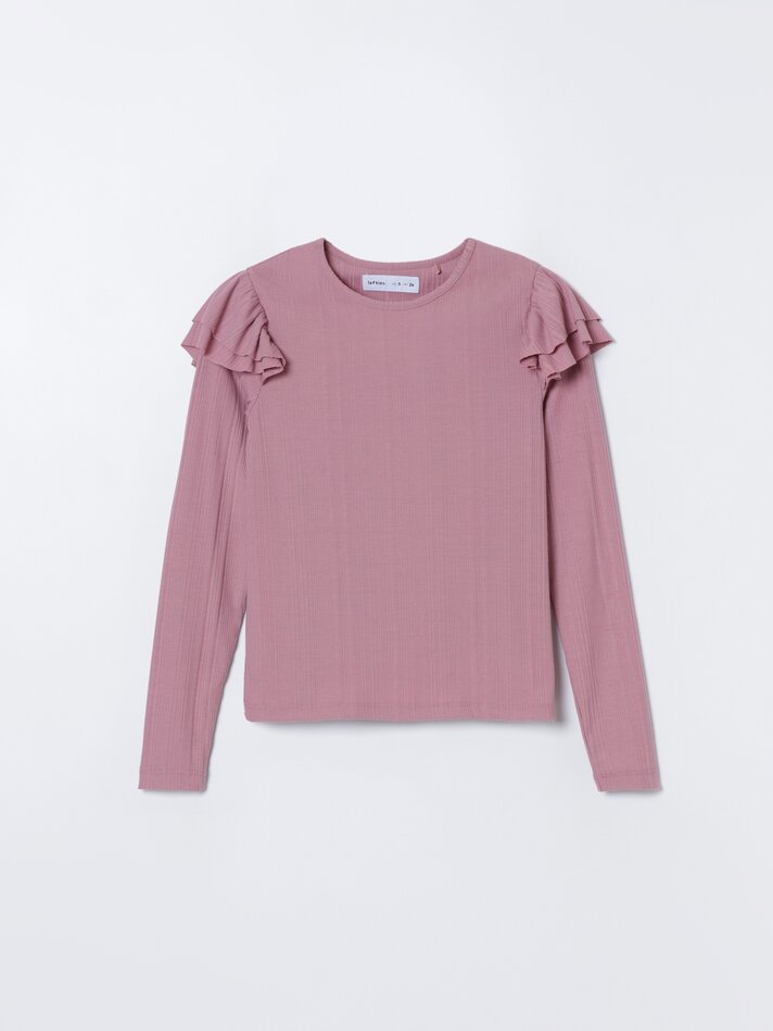 Blusa de tricô com babados - Rosa