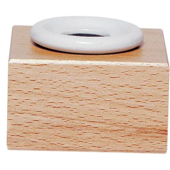 Encrier porcelaine rond et support en bois