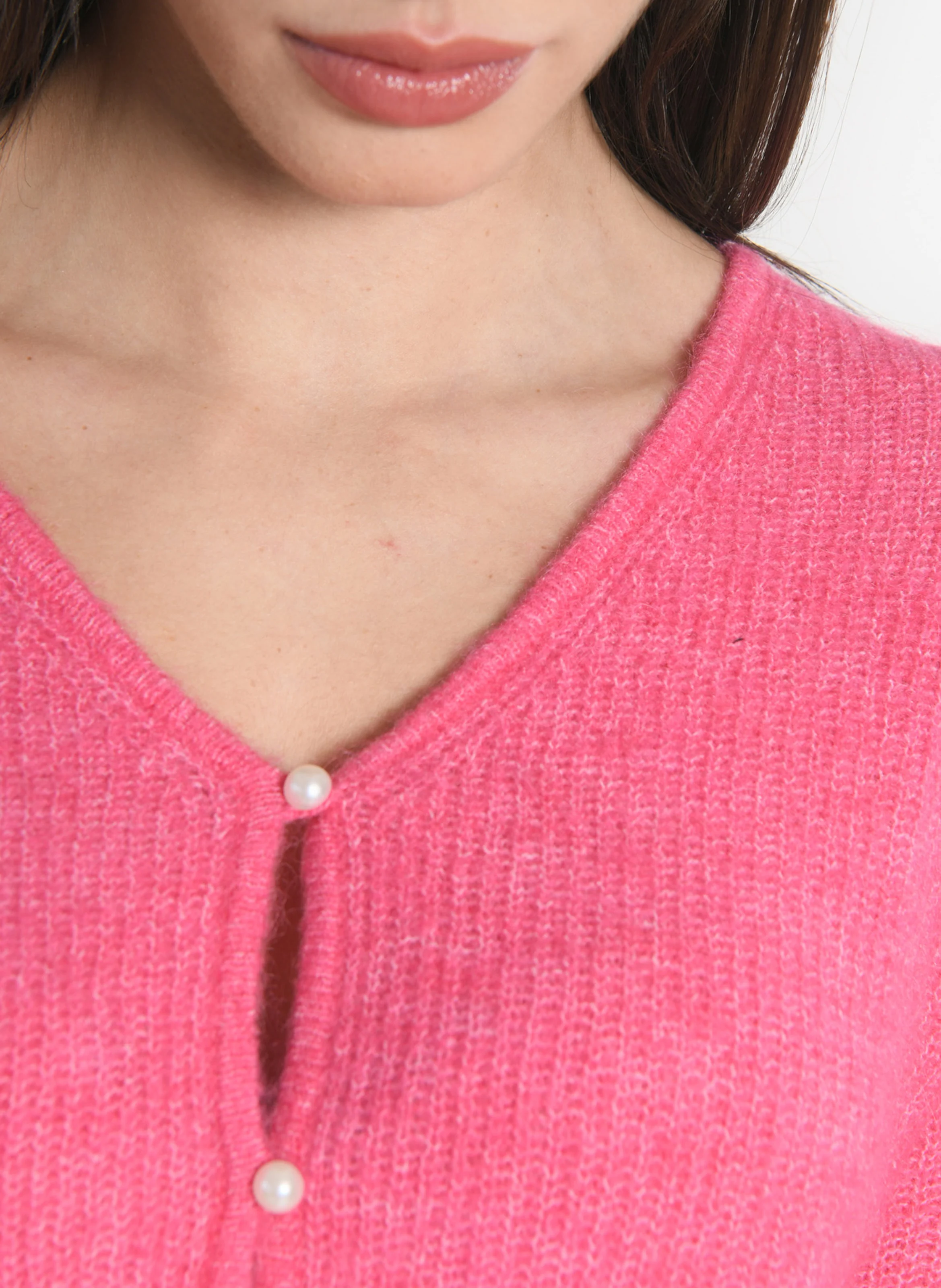 SOLANGE - Gilet court en maille| Rose