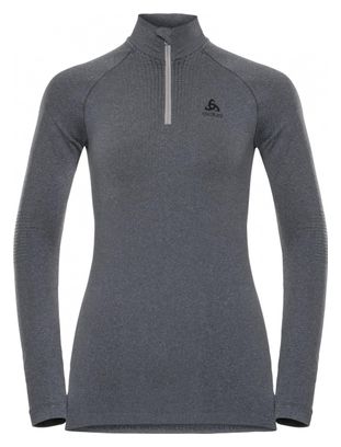 Maillot Manches Longues Odlo 1/4 Zip Performance Warm Gris Femme