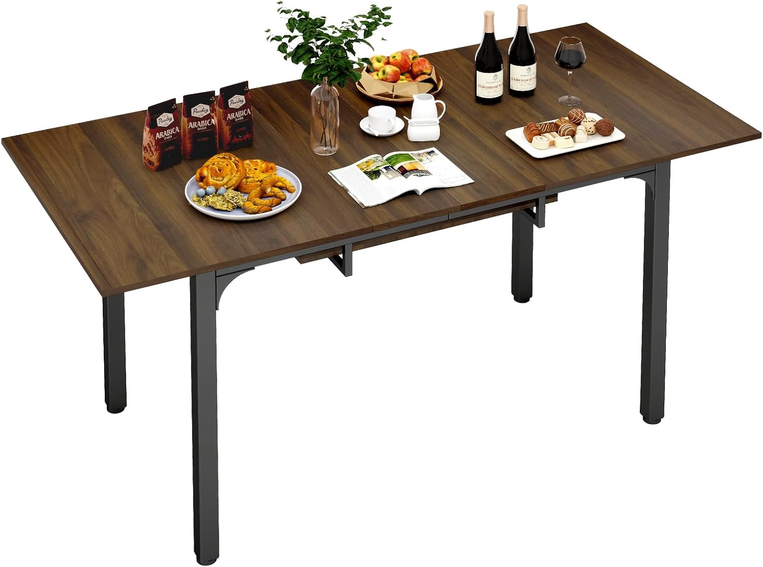 ARTETHYS Esstisch Ausziehbar 110/149x70 cm, Moderner Küchentische Esszimmertisch, Rechteckiger Tischplatte für 4-6 Personen, Holztisch mit Metallbeinen, Tisch für Esszimmer, Küche, Wohnzimmer