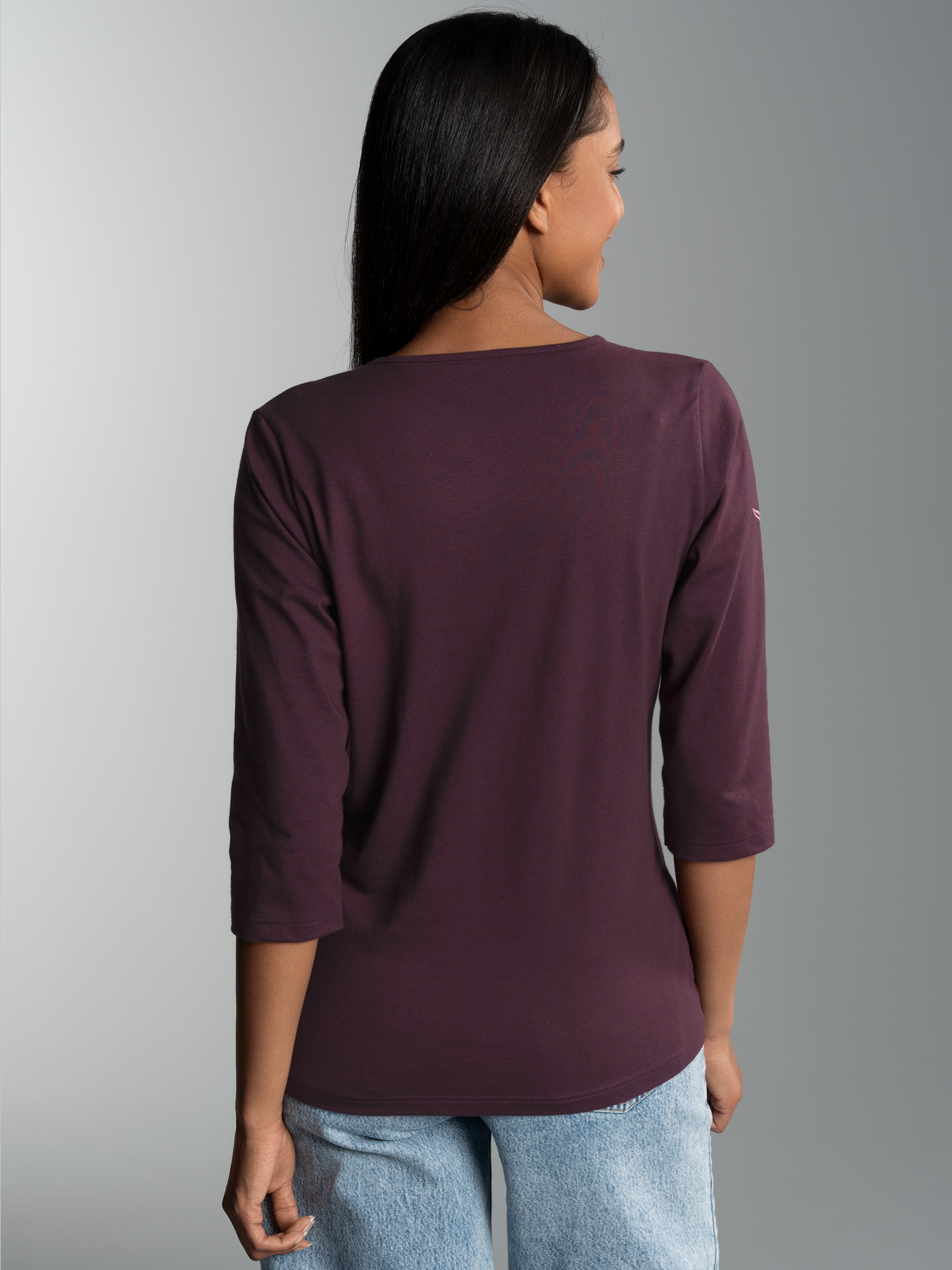 3/4 Arm Shirt aus Biobaumwolle Aubergine-C2C