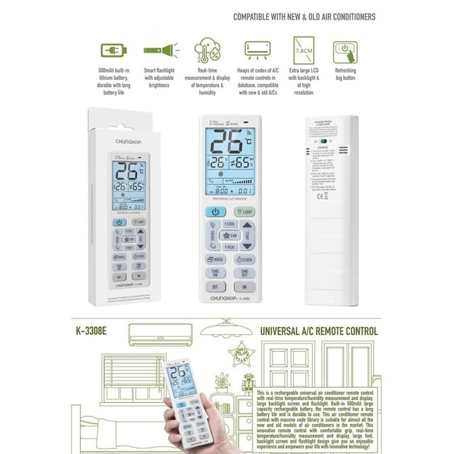 Fjernbetjening CHUNGHOP K-3308E Universal Reserveklimaanlæg AC