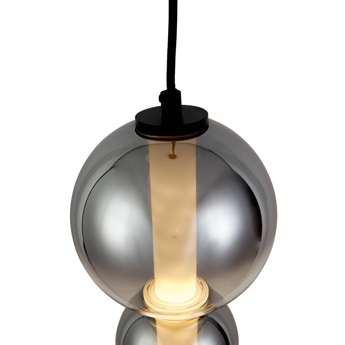 Art Deco hanglamp zwart met smoke en helder glas 3-lichts incl. LED - Lizzy