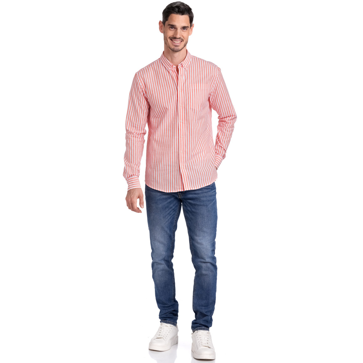 VanVaan Herren Hemd mit Leinenmix orange / weiss