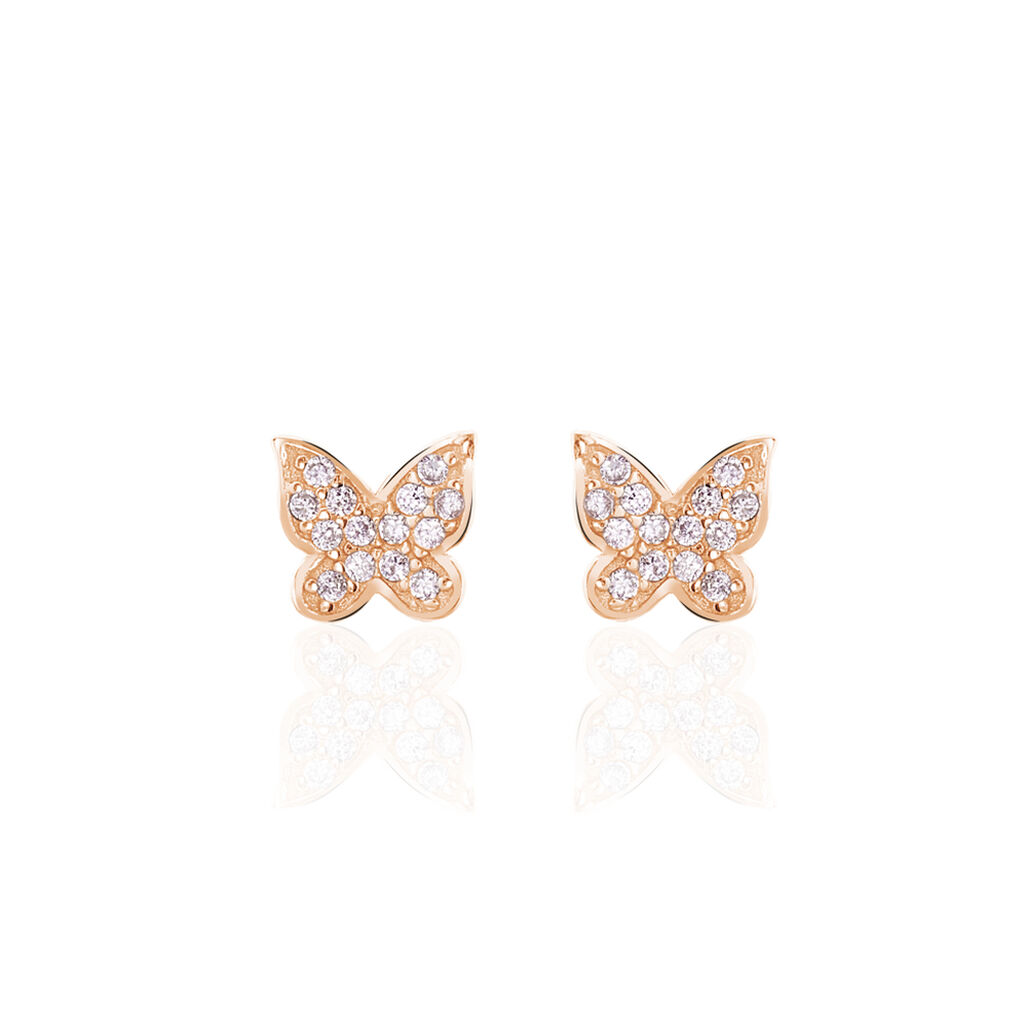Boucles D'oreilles Puces Anne-lise Argent Rose Oxyde De Zirconium