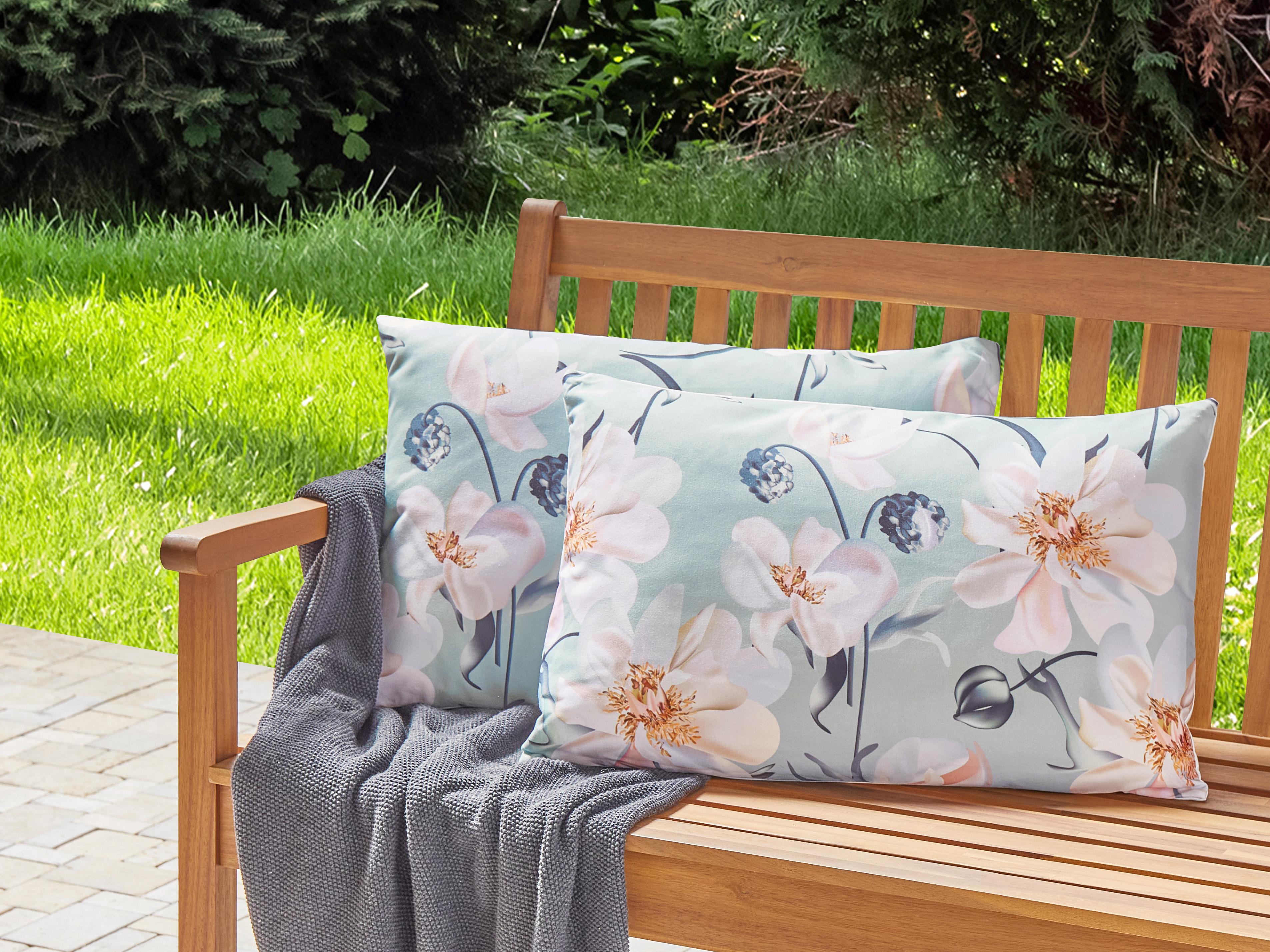 Set van 2 tuinkussens APRICALE bloempatroon 40 x 60 cm Blauw
