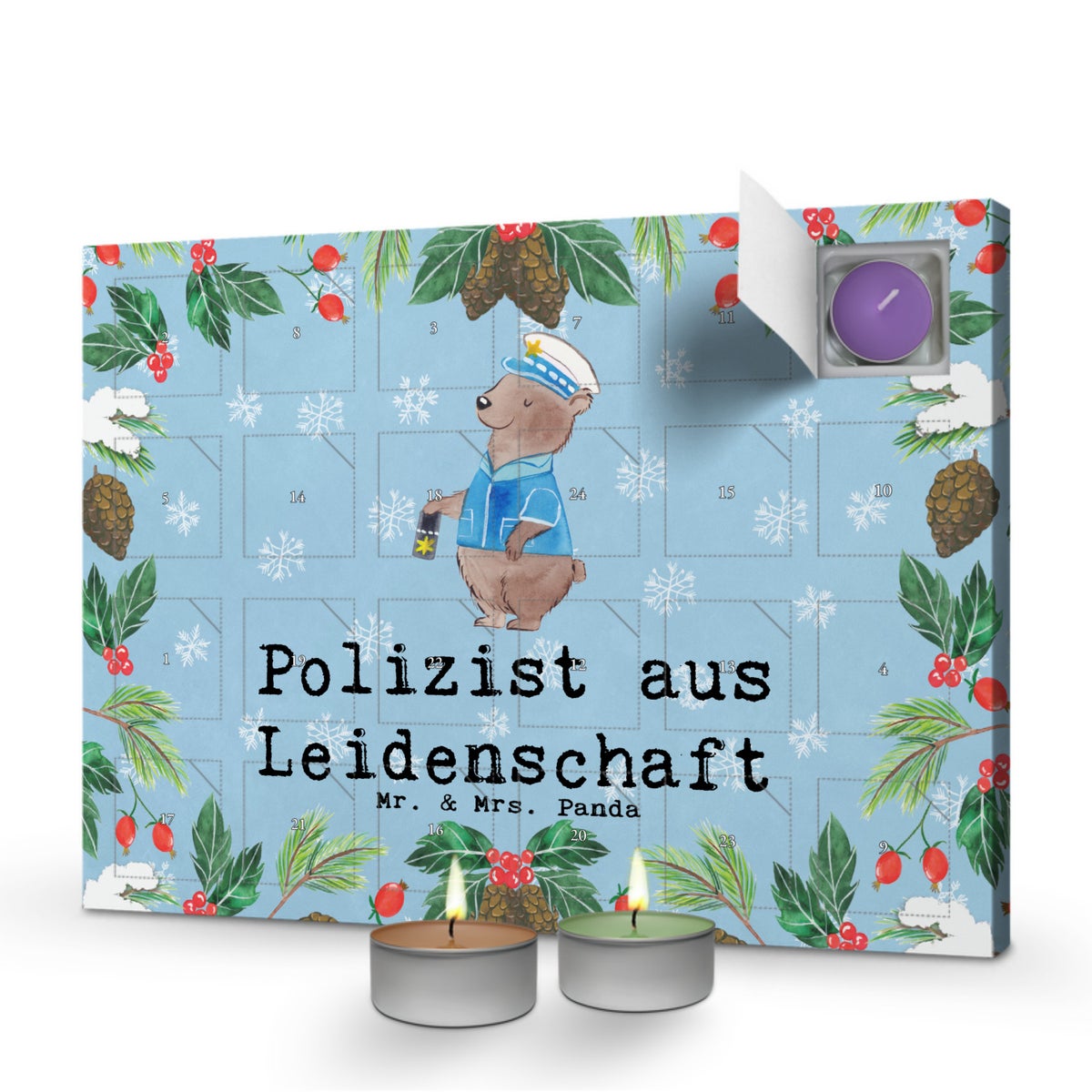 Mr. & Mrs. Panda Geurkaars Adventskalender Politieman Passie - Pastelblauw